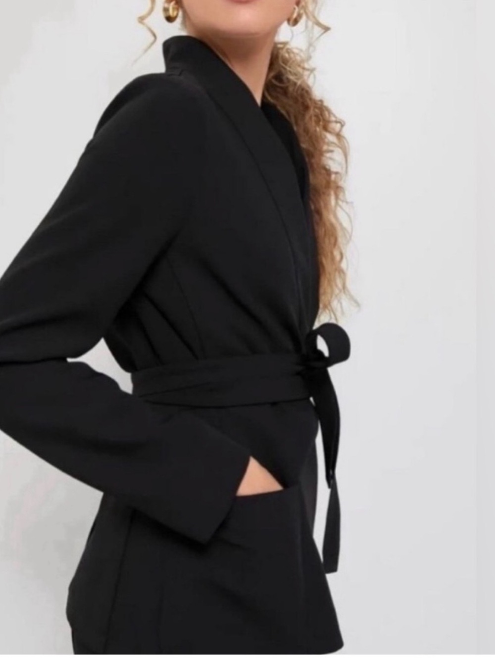 Tuckernuck Black Wrap Blazer with Tie-Waist - Picture 2 of 3